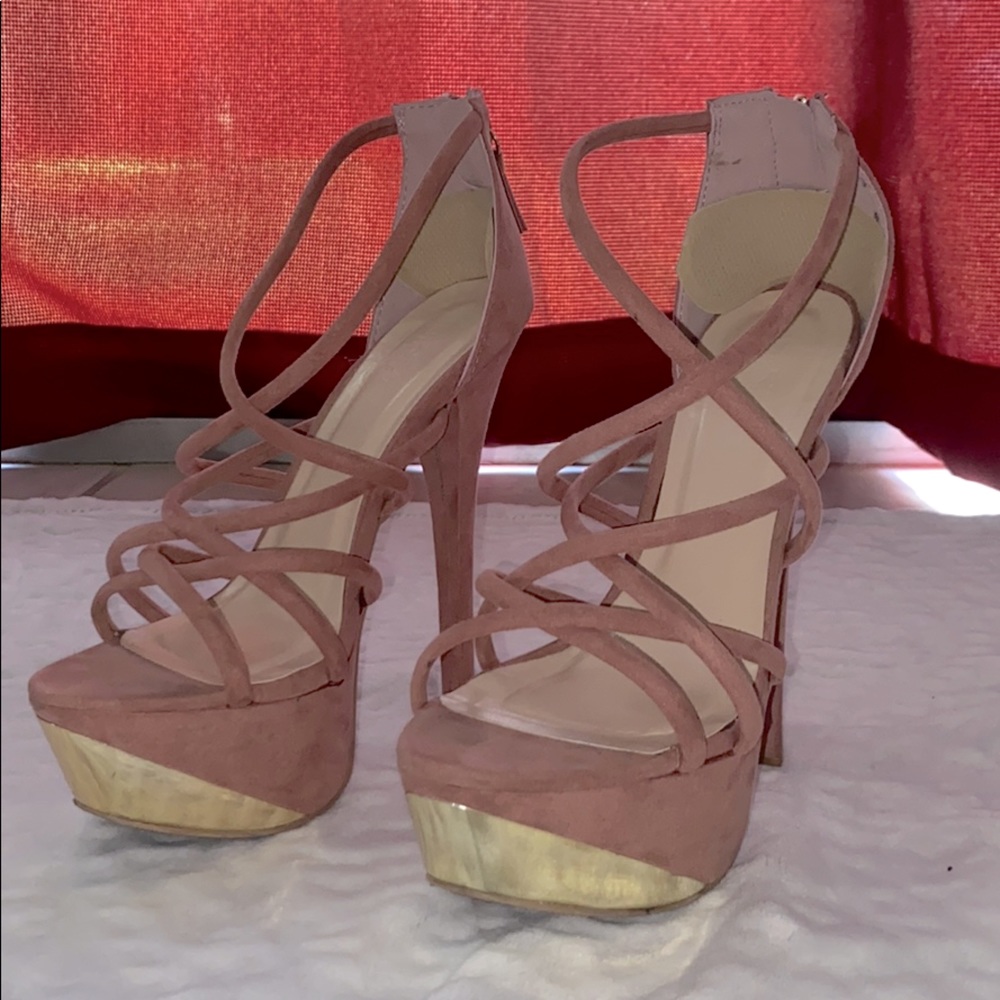 Suede pink heels